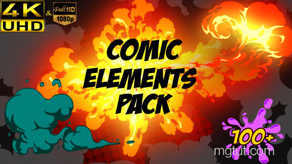 AE模板-综艺节目卡通动画气泡火焰烟雾4K元素