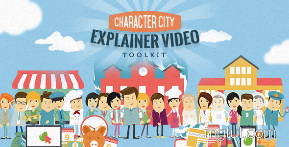AE模板-卡通城市人物角色职业介绍解说MG动画片头