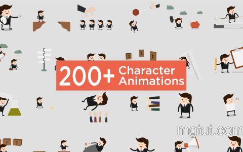 AE模板-200组MG动画卡通人物角色动作